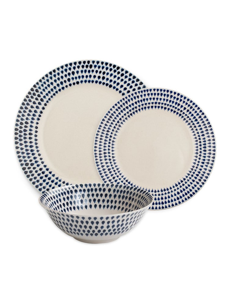 Nkuku Cream Indigo Drop Ceramic Dinnerware Set - Image 3 of 3 Nkuku Cream Indigo Drop Ceramic Dinnerware Set - Image 3 of 3