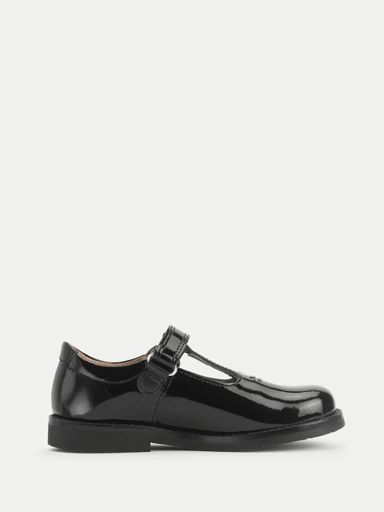 Start-Rite Girls Luxe Shiny Patent T-bar First School Black Shoes - Image 1 of 5