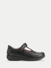 Start-Rite Girls Charlotte Leather Rip-Tape T-bar School Black Shoes - Bild 1 von 6