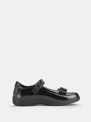 Start-Rite Girls Bella Shiny Patent Mary Jane Bow Rip-Tape School Black Shoes - Imagen 1 de 5