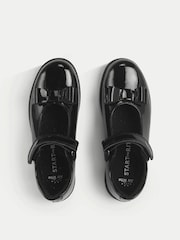 Start-Rite Girls Bella Shiny Patent Mary Jane Bow Rip-Tape School Black Shoes - Imagen 4 de 5
