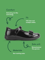 Start-Rite Black Patent Wide Fit Bella Shiny Mary Jane Bow Rip-Tape School Shoes - Image 6 of 6