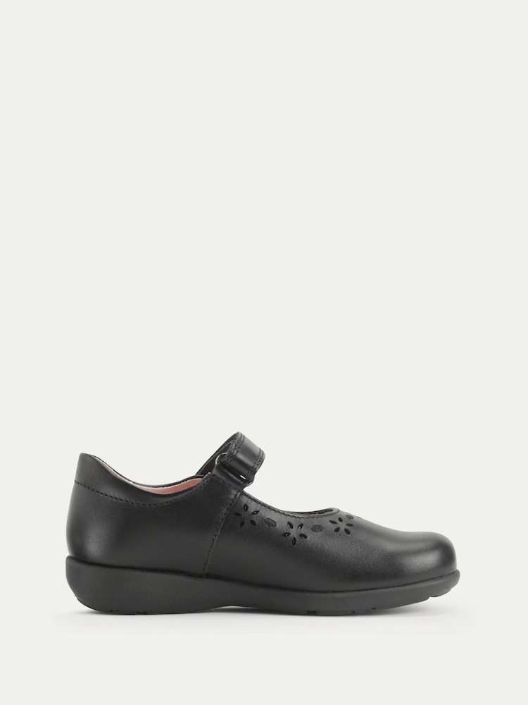 Start-Rite Girls Emily Shiny Patent Mary Jane Single Rip Tape School Black Shoes - Image 2 of 6