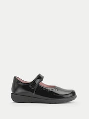 Start-Rite Girls Emily Shiny Patent Mary Jane Single Rip Tape School Black Shoes - Image 1 of 1