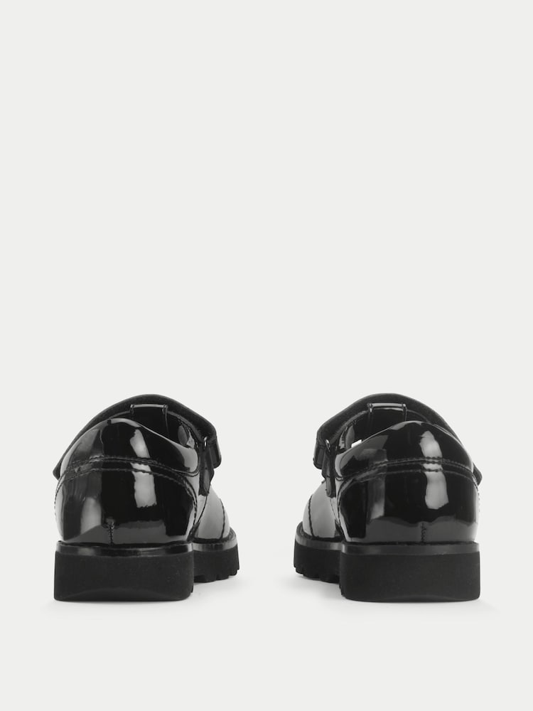Start-Rite Black Patent Wide Fit Locket Shiny T-Bar Rip-Tape Chunky School Shoes - Image 6 of 6 Start-Rite Black Patent Wide Fit Locket Shiny T-Bar Rip-Tape Chunky School Shoes - Image 6 of 6