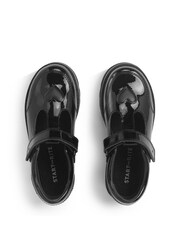 Start-Rite Girls Locket Shiny Patent T-bar Rip-Tape Chunky School Black Shoes - Bild 6 von 7