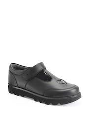 Start-Rite Girls Locket Leather Rip-Tape T-bar Chunky Soled School Black Shoes - Image 2 of 4