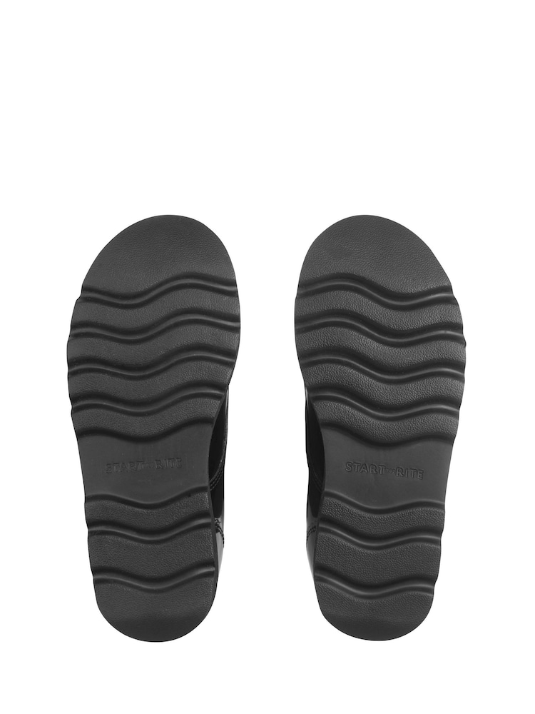 Start-Rite Girls Locket Leather Rip-Tape T-bar Chunky Soled School Black Shoes - Image 4 of 4