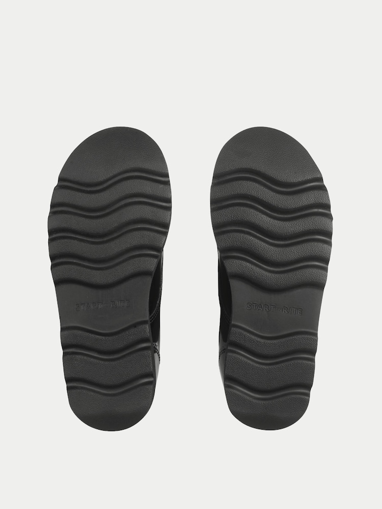 碳黑色 - Start-Rite Locket Shiny T-Bar Rip-Tape Chunky School Shoes - 圖片 5，共 5