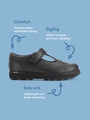 碳黑色 - Start-Rite Locket Shiny T-Bar Rip-Tape Chunky School Shoes - 圖片 6，共 6