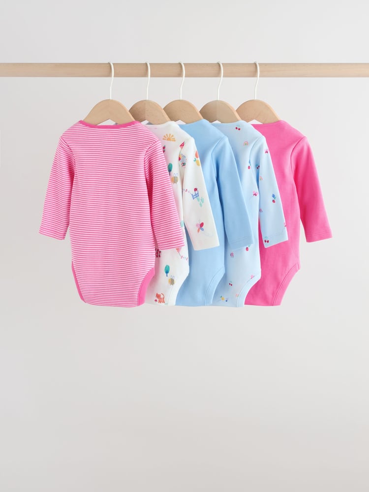 Pink Long Sleeve Baby Bodysuits 4 Pack - Image 2 of 14