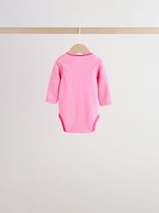 Pink Long Sleeve Baby Bodysuits 4 Pack - Image 8 of 14