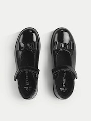 Start-Rite Girls Bella Shiny Patent Mary Jane Bow Rip-Tape School Black Shoes - Image 3 of 4