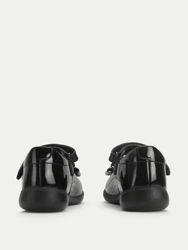 Start-Rite Black Patent Standard Fit Bella Shiny Mary Jane Bow Rip-Tape School Shoes - Image 9 of 9 Start-Rite Black Patent Standard Fit Bella Shiny Mary Jane Bow Rip-Tape School Shoes - Image 9 of 9
