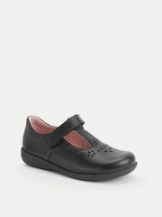 Start-Rite Girls Charlotte Leather Rip-Tape T-bar School Black Shoes - Bild 3 von 6