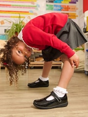 Start-Rite Charcoal Black Standard Fit Charlotte T-Bar Rip Tape Shiny School Shoes - Image 7 of 7