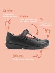 Start-Rite Charcoal Black Standard Fit Charlotte T-Bar Rip Tape Shiny School Shoes - Image 8 of 8