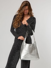Pure Luxuries London Metallic Nina Leather Shoulder Bag - Image 1 of 6