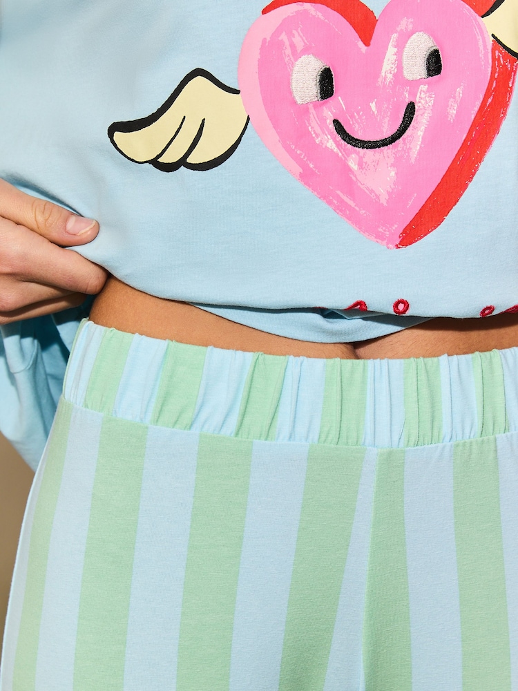 Eleanor Bowmer Blue/Pink Cotton Short Pyjamas - Image 4 of 4