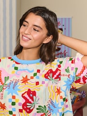 Eleanor Bowmer Blue/White Cotton Pyjamas - Image 4 of 6