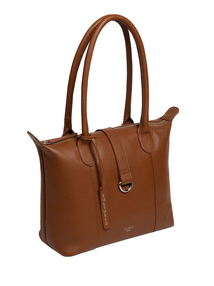 Cultured London Uma Leather Brown Tote Bag - Image 2 of 9