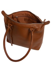 Cultured London Uma Leather Brown Tote Bag - Image 4 of 9