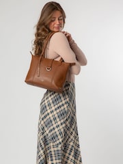Cultured London Uma Leather Brown Tote Bag - Image 6 of 9