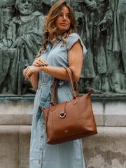 Cultured London Uma Leather Brown Tote Bag - Image 9 of 9