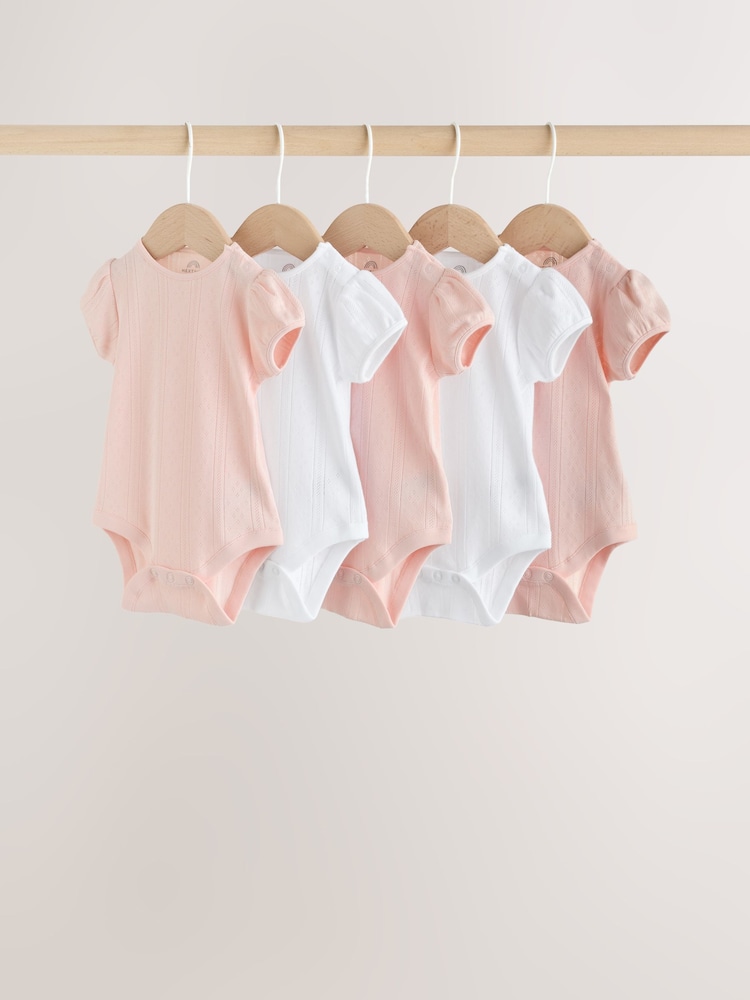 Multi Pastel Short Sleeve Pointelle Baby Bodysuits 5 Pack - Image 1 of 13 Multi Pastel Short Sleeve Pointelle Baby Bodysuits 5 Pack - Image 1 of 13