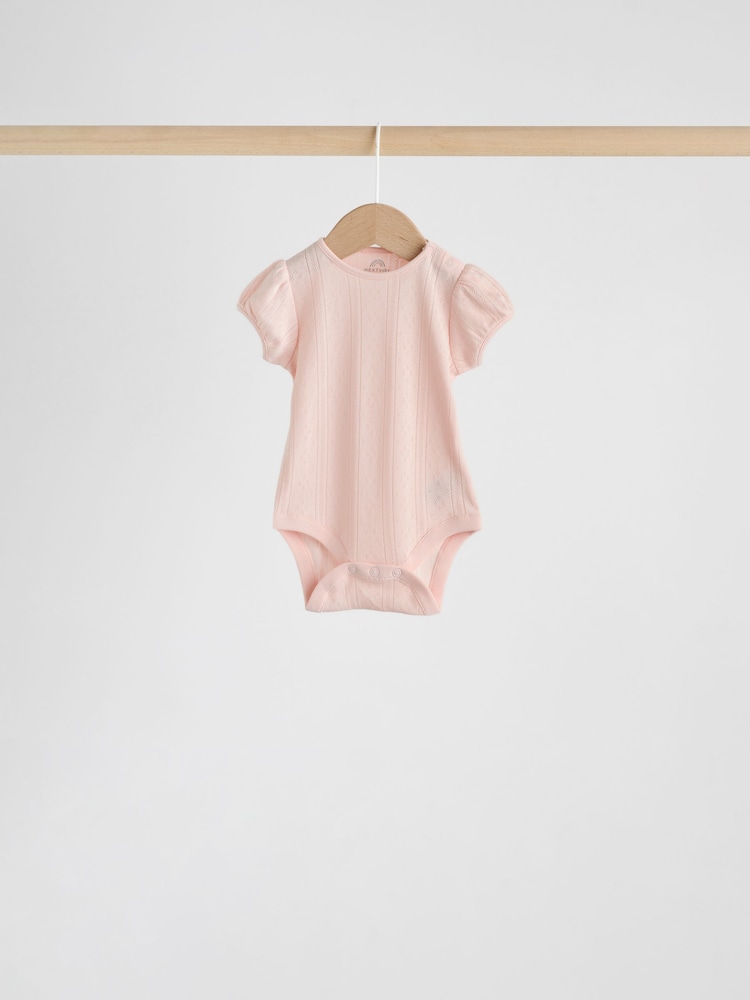 Multi Pastel Short Sleeve Pointelle Baby Bodysuits 5 Pack - Image 2 of 13 Multi Pastel Short Sleeve Pointelle Baby Bodysuits 5 Pack - Image 2 of 13