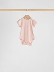 Multi Pastel Short Sleeve Pointelle Baby Bodysuits 5 Pack - Image 4 of 13