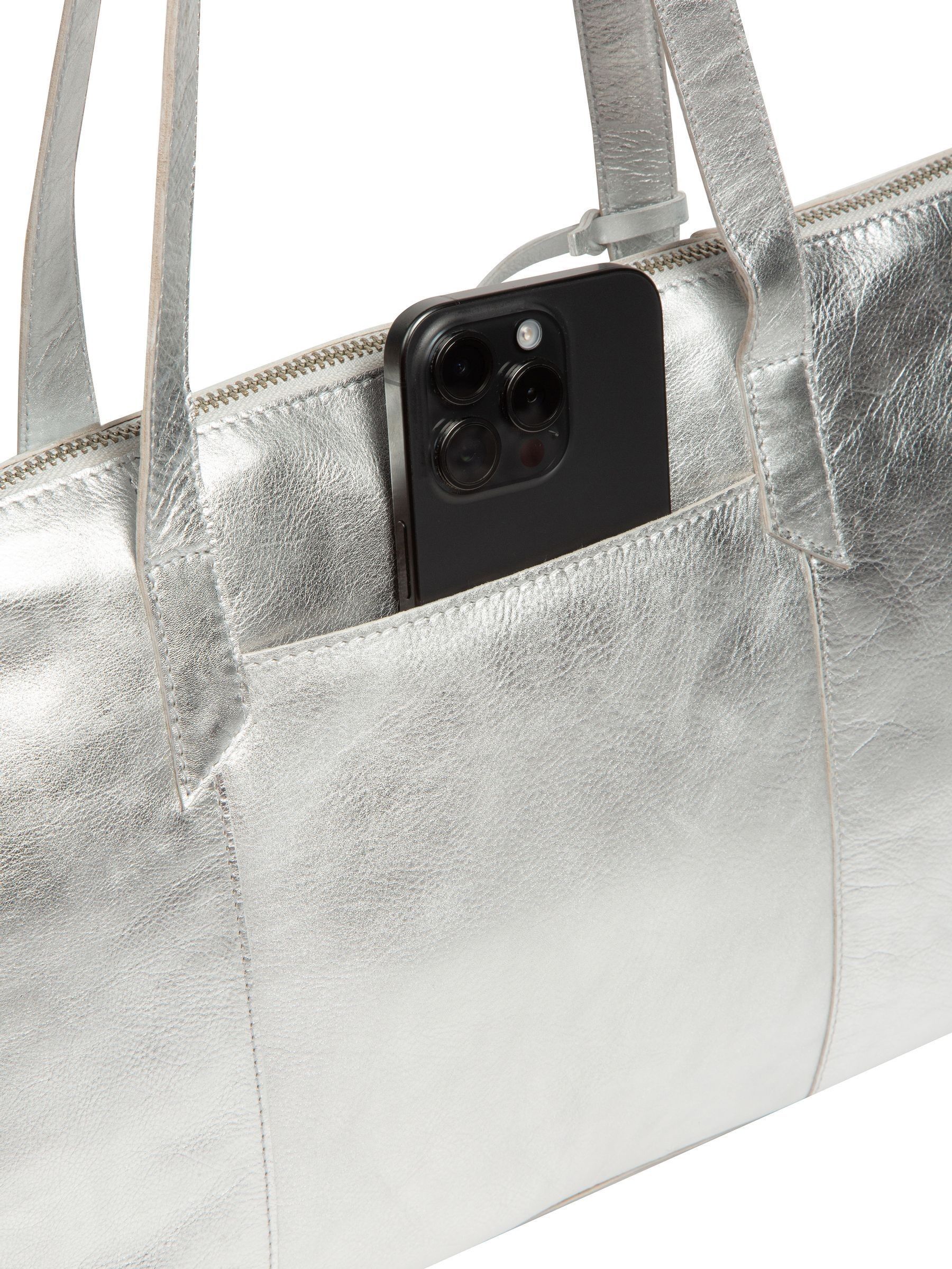 Buy Cultured London Metallic Silver Marlowe Leather Tote Bag from