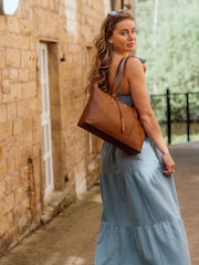 Cultured London Marlowe Leather Brown Tote Bag - Image 10 of 10