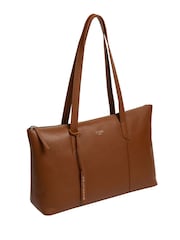 Cultured London Marlowe Leather Brown Tote Bag - Image 2 of 10