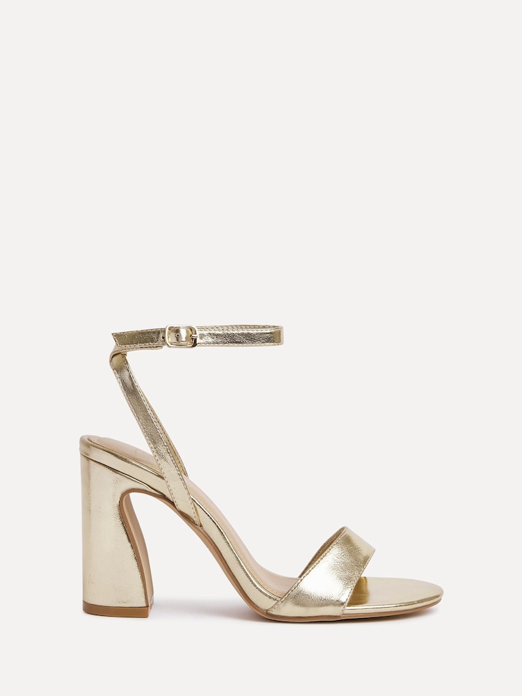 Linzi Gold Trance Block Heel Sandals - Image 1 of 5