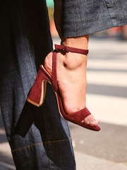 Linzi Red Trance Block Heel Sandals - Image 2 of 7