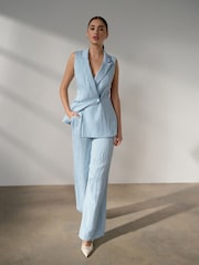 Light Blue Wide Leg Trousers - Image 1 of 8