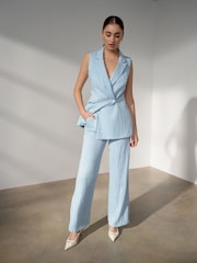 Light Blue Wide Leg Trousers - Image 2 of 8