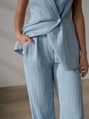 Light Blue Wide Leg Trousers - Image 5 of 8