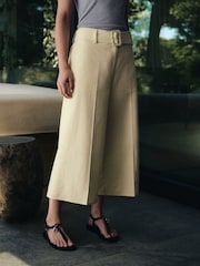 Lime Green Linen Rich Belted Culottes - Image 3 of 5