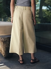 Lime Green Linen Rich Belted Culottes - Image 4 of 5