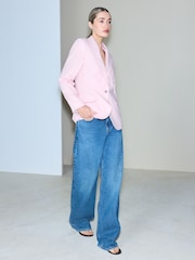 Кызгылт - Herringbone Linen Rich Single Breasted Blazer - 6ичинен 2 сүрөт