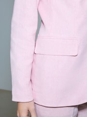 Кызгылт - Herringbone Linen Rich Single Breasted Blazer - 6ичинен 6 сүрөт