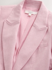 Pink Herringbone Linen Rich Single Breasted Blazer - Image 8 of 9
