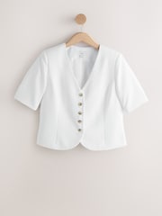 Blanc - Short Sleeve Button-Through Top - Image 6 sur 8