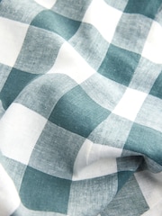 Teal Blue Gingham Linen Rich Peplum Top - Image 7 of 8