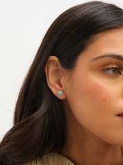 Simply Silver Silver Tone Semi Precious Turquoise Stud Earrings - Image 3 of 3