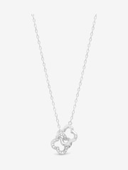 Simply Silver Silver Tone Pave Clover Interlink Necklace - Image 1 of 5