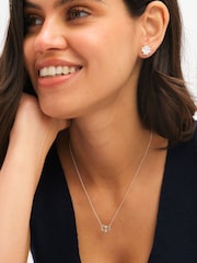 Simply Silver Silver Tone Pave Clover Interlink Necklace - Image 2 of 5