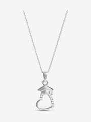Simply Silver Silver Tone Cubic Zirconia Open Heart Graduation Pendant - Image 1 of 6